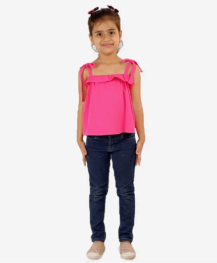 KIDSDEW Sleeveeless Solid Color Top - Dark Pink