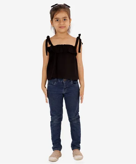 KIDSDEW Sleeveeless Solid Color Top - Black