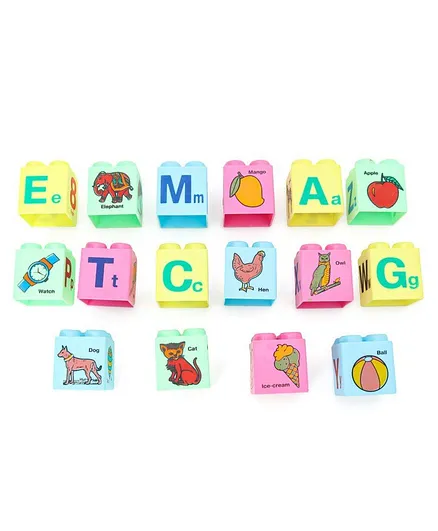 Ratnas A1 Play Alphabets & Animals Blocks Multicolor - 16 Pieces