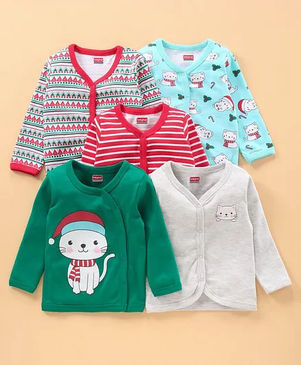 Babyhug Full Sleeves Cotton Vest Pack of 5 - Multicolor