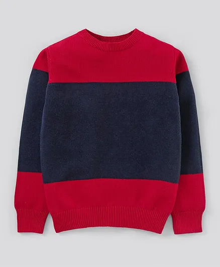 Primo Gino Full Sleeves Knit Pullover Sweater - Red