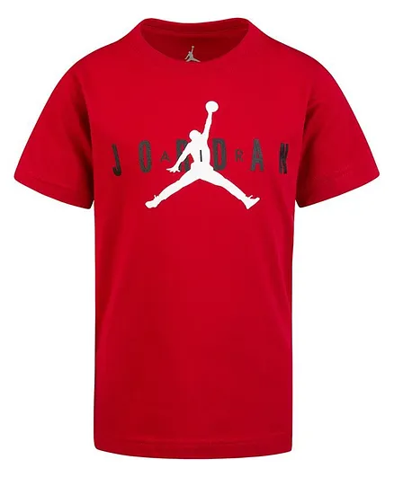 Jordan Half Sleeves Jumpman Logo Printed Tee - Red