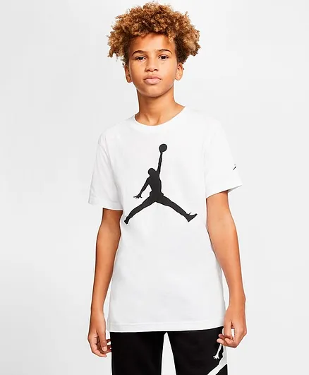 Jordan Half Sleeves Jumpman Printed Tee - White