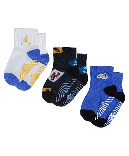 Jordan Pack Of 3 Pair Of Assorted Anti Skid Socks - Blue & White