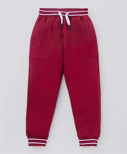 Pine Kids Biowashed Full Length Lounge Pant With Drawstring - Red
