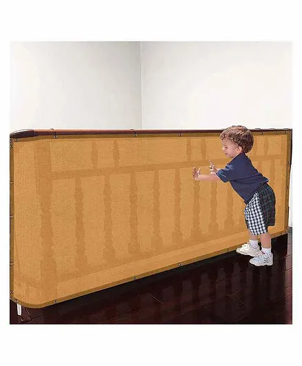 Hippo Indoor Baby Safety Balcony Net with Eyelets and Tie Cords - Beige