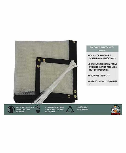 Hippo Balcony Net with Eyelets & Tie Cords Beige - Brown