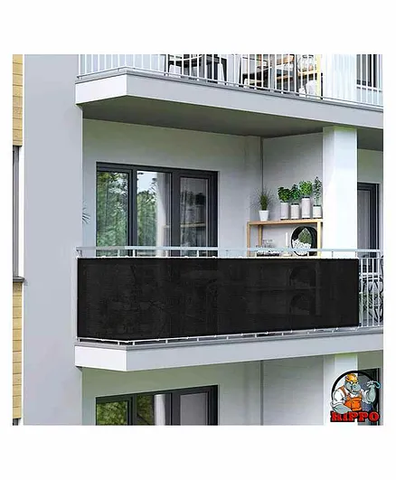 Hippo Balcony Net with Eyelets & Tie-Cords - Black