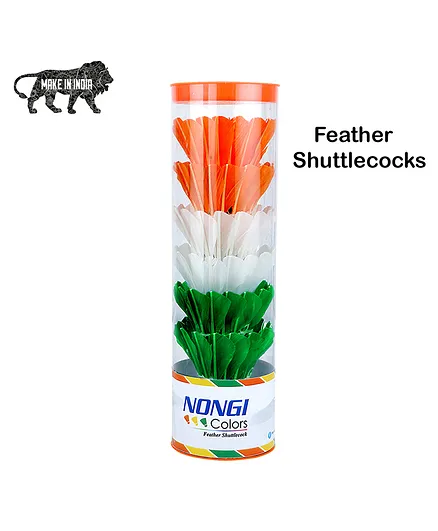 NONGI Colors Tricolor Feather Badminton Shuttlecock Pack of 6 - Multicolour