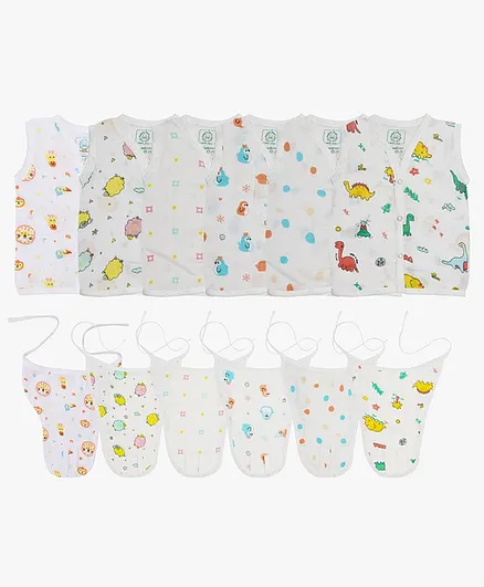 A Toddler Thing Pack Of 12 Animal Print Vests & Nappies - White