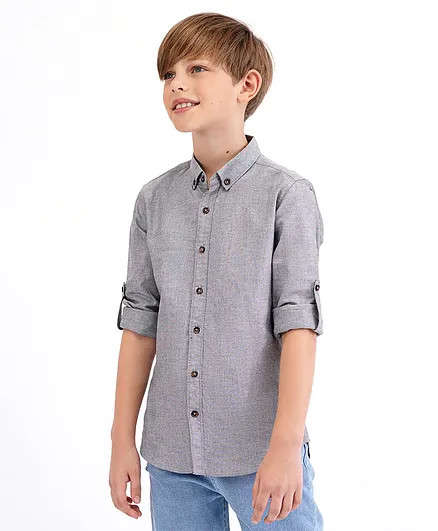 Primo Gino Full Sleeves Shirt Solid - Grey