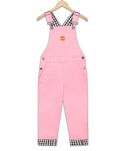 Olele Sleeveless Solid Dungaree - Pink