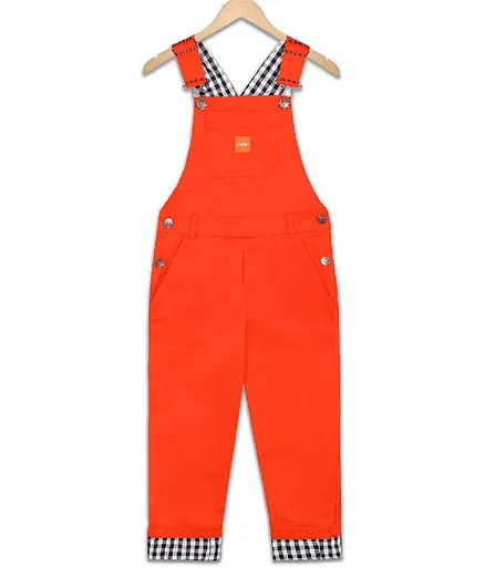 Olele Sleeveless Solid Dungaree - Orange