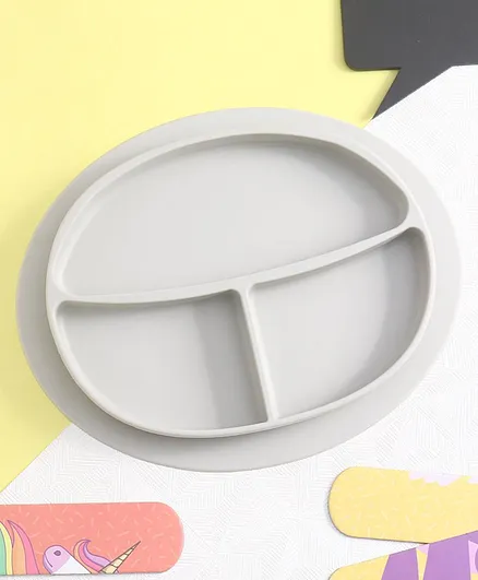 Three Compartment Silicone Plate - Grey