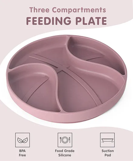 Three Compartmented Feeding Plate - Purple