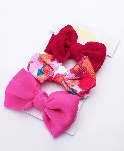 Babyhug Free Size Bow Applique Hair Rubber Band Set of 3 - Multicolour