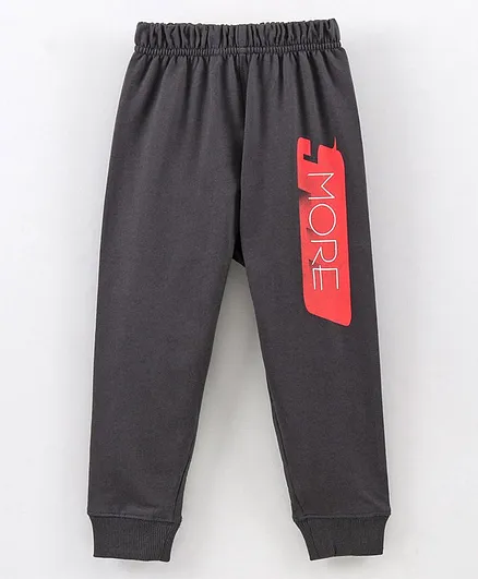 Doreme Full Length Terry Joggers Text Print - Grey
