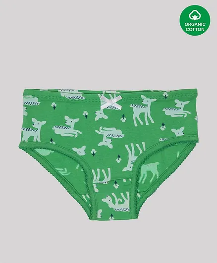 Nino Bambino 100% Organic Cotton Deer Print Panty - Green