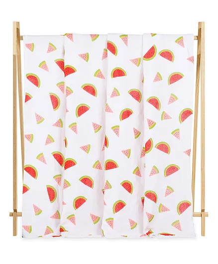 The Mom Store 6 layer One In A Melon Printed Muslin Dohar Blanket - Multicolour
