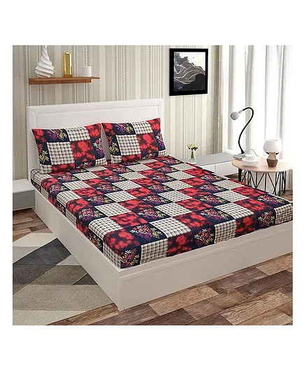 Skap Double Bedsheet With 2 Pillow Covers - Multicolour