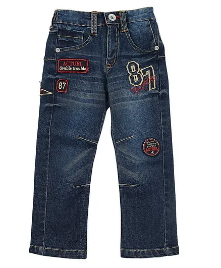 Actuel 87 Embroidered Full Length Jeans - Blue