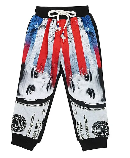 Actuel Boy Print Full Length Joggers - Black