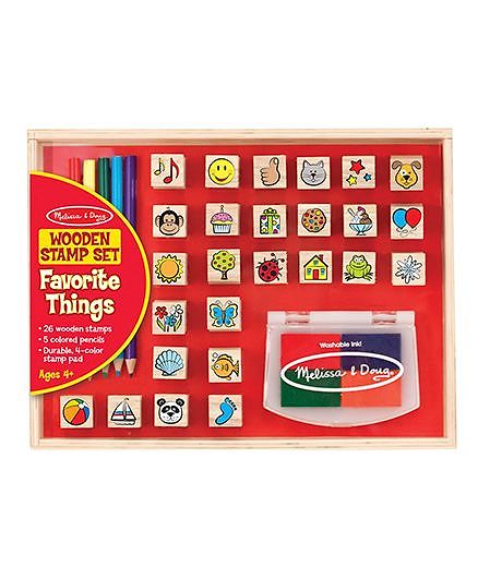 Melissa And Doug Favorite Things Wooden Stamp Set Multicolor - 26 Stamps