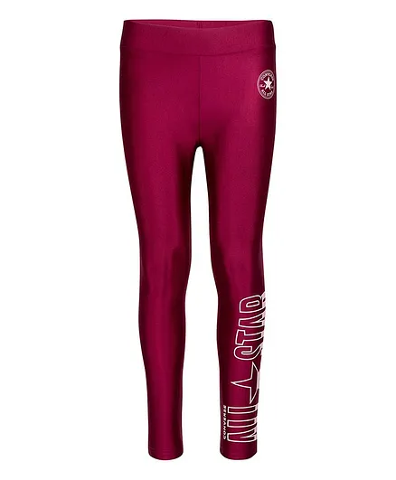 Converse Full Length All Star Logo Leggings - Maroon