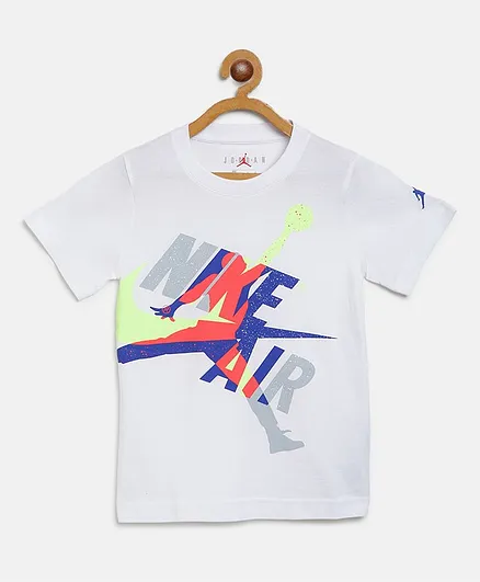 Jordan Half Sleeves Jumpman Classics Logo Print Tee - White