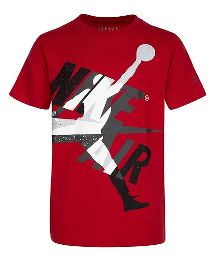 Jordan Half Sleeves Jumpman Classics Logo Print Tee - Red