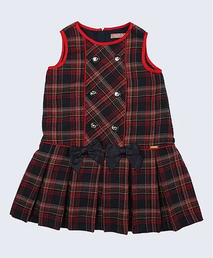 One Friday Sleeveless Checked Dress - Red