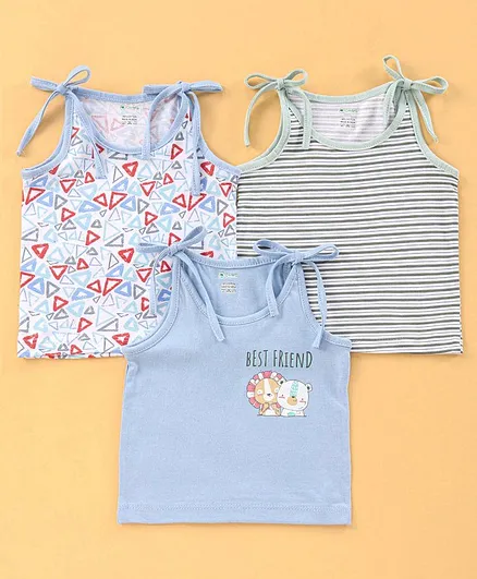 OHMS Sleeveless Slips Multiprint Pack of 3 - Blue