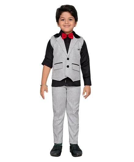 AJ Dezines Full Sleeves Shirt With Waistcoat & Pants - Black
