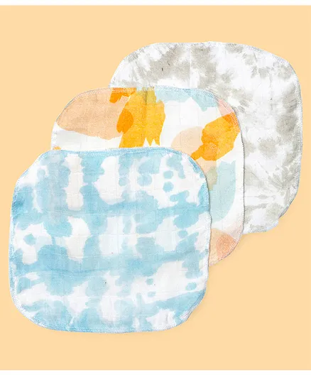 Fancy Fluff Bamboo Shibori Muslin Napkins Pack of 3 - Blue