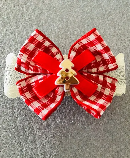 Kalacaree Christmas Checked Bow Hair Clip - Red