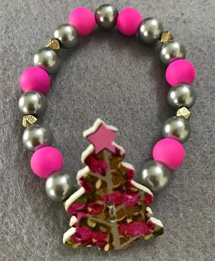 Kalacaree Christmas Tree Theme Beads Bracelet - Pink