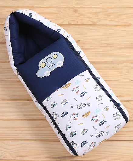 Babyhug Sleeping Bag Bus Print - Navy Blue