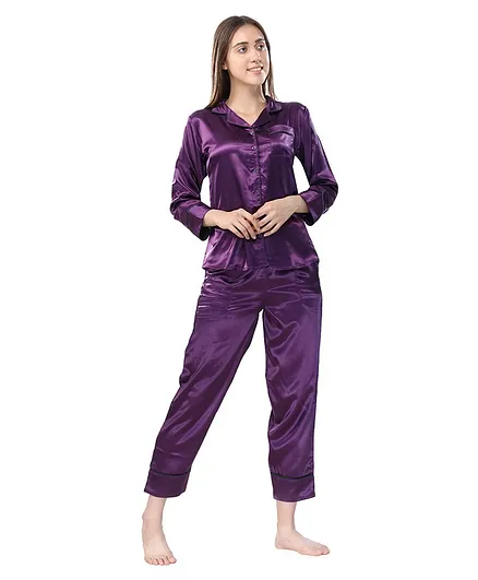 Piu Full Sleeves Solid Maternity Suit - Purple