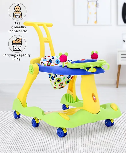 Babyhug Pianola 2 in 1 Walker With Musical Play Tray - Yellow