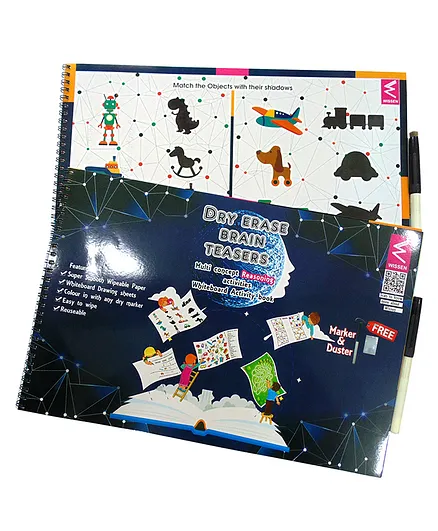 WISSEN Dry Erase Brain Teasers Activity Book - English