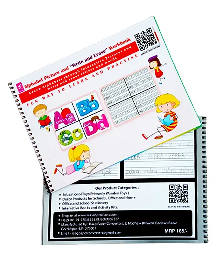 WISSEN Picture and Write Erase Alphabet Activity Book - English