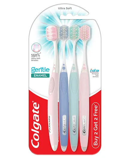 Colgate Gentle Enamel Ultra Soft Toothbrush Pack of 4 - Multicolor