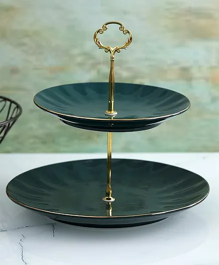 A Vintage Affair Designer Ceramic Classic Cake Stand - Green