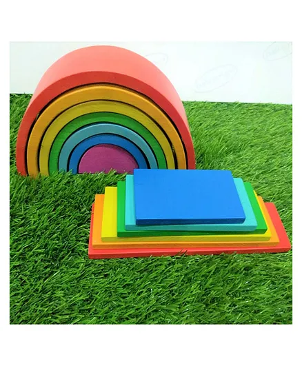 Little Jamun Rainbow & Planks Stacking Toy Set - 13 Pieces
