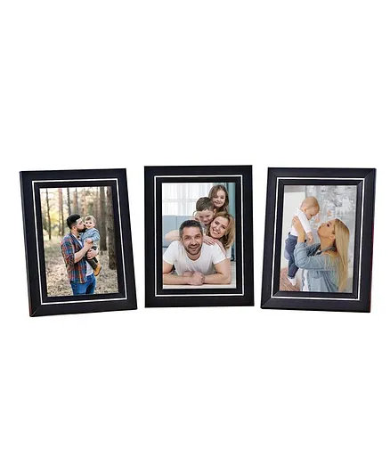 Photo Frame Set Of 3 - Black & Silver