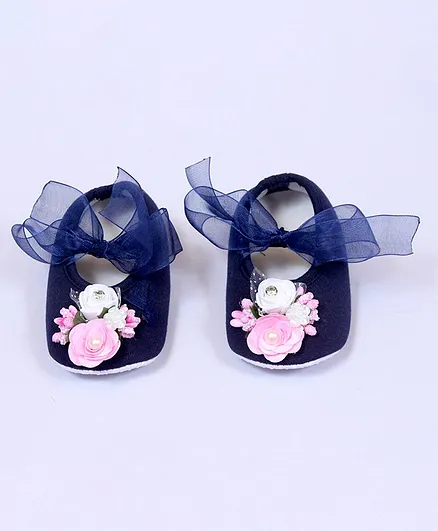 Daizy Flower Detailing Booties - Navy Blue