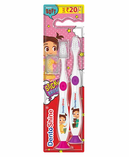 DentoShine Sticky Toothbrush Pack Of 2 - Purple Pink