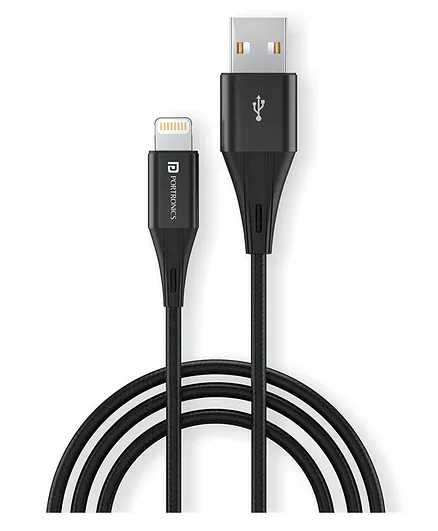 Portronics Konnect B+ 8 Pin USB to Lightening Cable with Fast Charge & Data Sync - Black