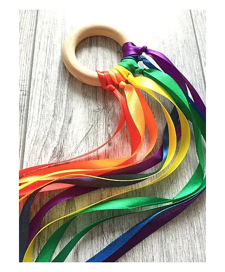 Rocking Potato Wooden Teether With Ribbonns - Multicolou