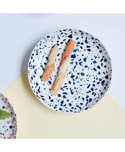 Nestasia 1 Piece Terrazzo Ceramic Plate - Blue
